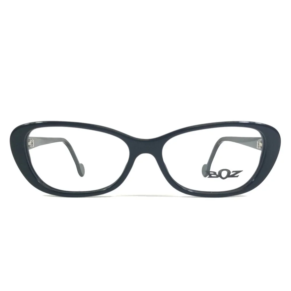 BOZ Eyeglasses Frames SIDONIE 0010 Shiny Black White Line Cat Eye 54.5-16.5-142